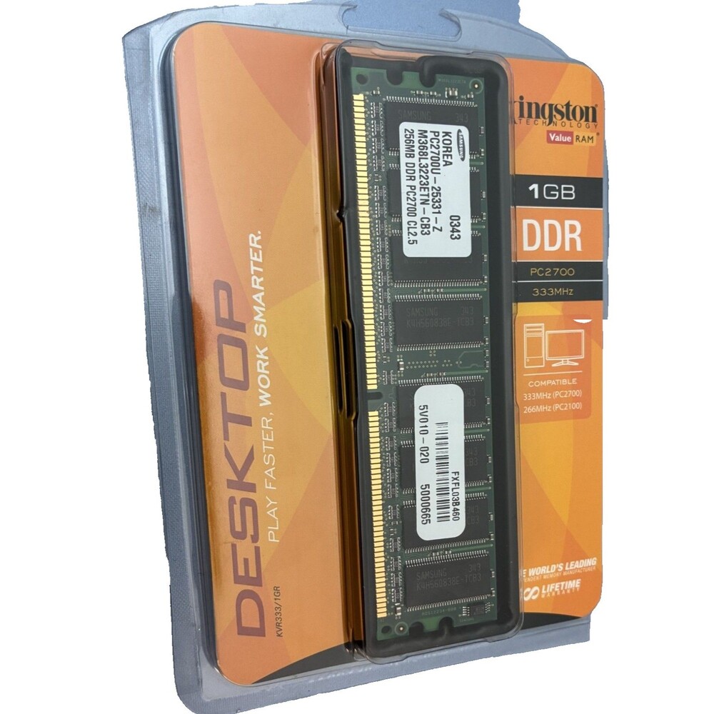 Kingston ValueRAM 1GB 333MHz PC2700 DDR Desktop Memory (KVR333/1GR) NEW